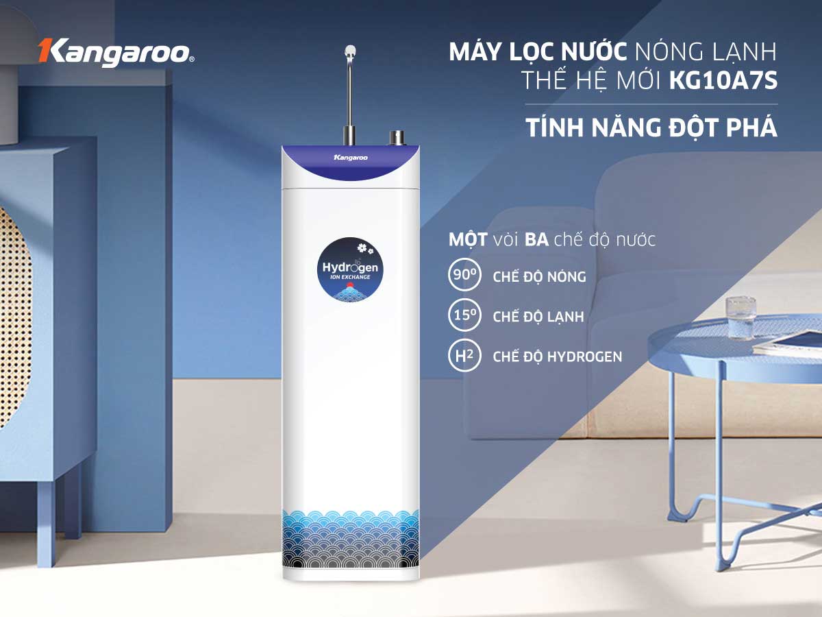 MÁY LỌC NƯỚC KANGAROO HYDROGEN SLIM NÓNG LẠNH KG10A7S (7 LÕI)