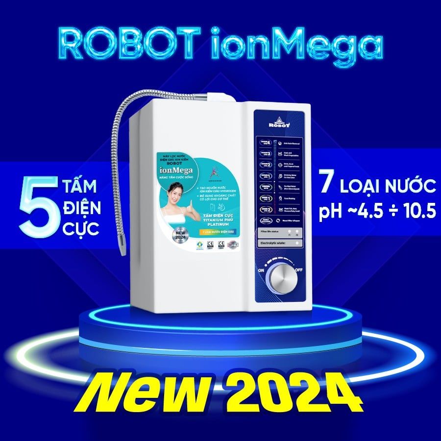 MÁY LỌC NƯỚC ĐIỆN GIẢI ION KIỀM ROBOT IONMEGA 57; 5 TẤM