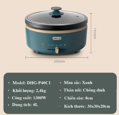 NỒI LẨU ĐIỆN BEAR P40C1 NỘI ĐỊA ĐA NĂNG