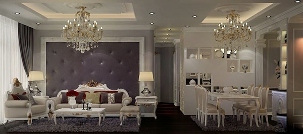Thiết kế phòng ăn và bếp theo phong cách tân cổ điển