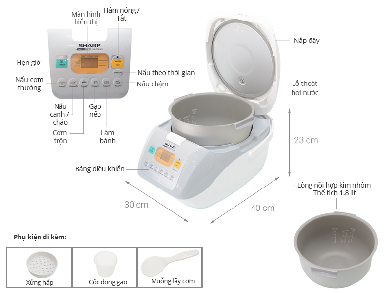 Nồi cơm điện Sharp KS-COM18V
