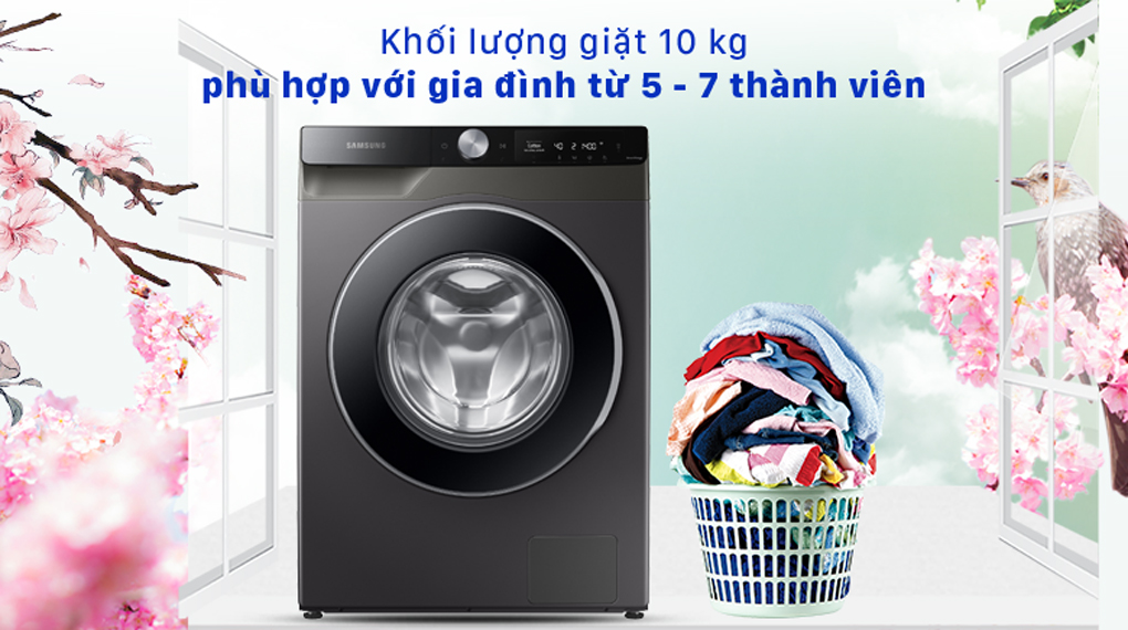 Máy giặt Samsung WW10T634DLX/SV 10kg lồng ngang màu đen