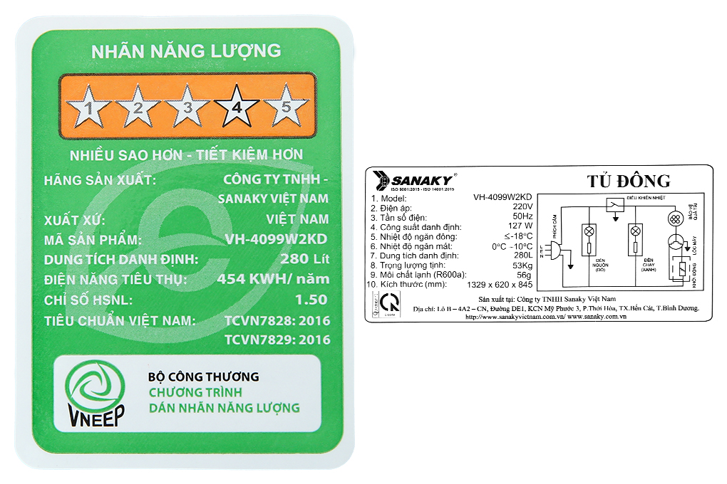 Tủ đông SANAKY 4099W2KD, 280 LÍT, 2 chế độ