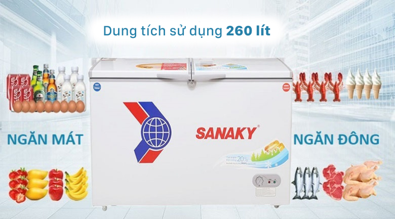 Tủ đông Sanaky VH-3699W1N 260 lít 2 chế độ
