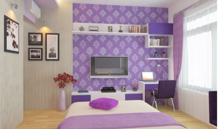 Thiết kế sàn nhựa giả gỗ với giấy dán tường