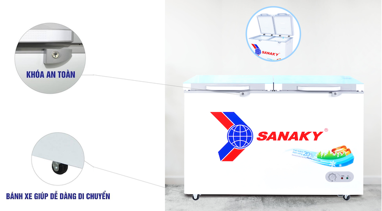 Tủ đông Sanaky VH3699A2K 1 chế độ, kính cường lực
