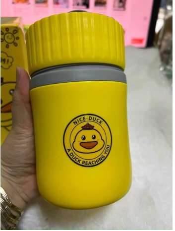 Ca ủ cháo giữ nhiệt hình vịt vàng - Bình giữ nhiệt ủ sữa , cơm kèm thìa 480ml
