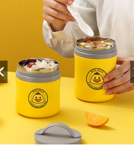 Ca ủ cháo giữ nhiệt hình vịt vàng - Bình giữ nhiệt ủ sữa , cơm kèm thìa 480ml