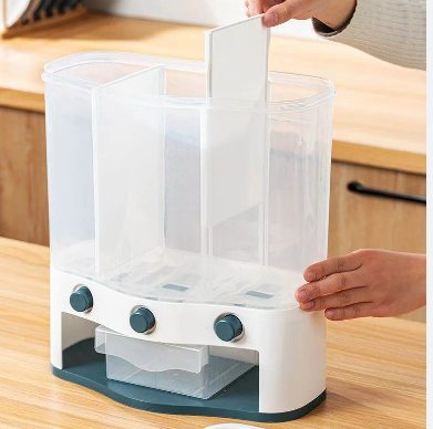 Thùng đựng gạo ngũ cốc 6 lít có 3 ngăn tự động - liên hệ để được giá tốt