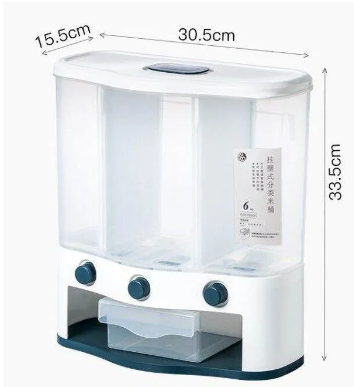 Thùng đựng gạo ngũ cốc 6 lít có 3 ngăn tự động - liên hệ để được giá tốt