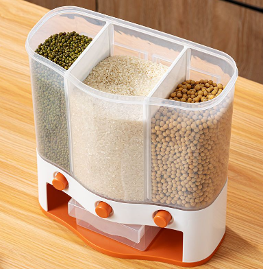 Thùng đựng gạo ngũ cốc 6 lít có 3 ngăn tự động - liên hệ để được giá tốt