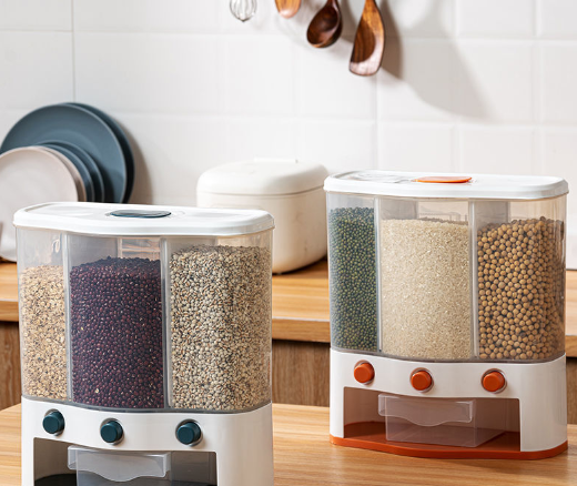 Thùng đựng gạo ngũ cốc 6 lít có 3 ngăn tự động - liên hệ để được giá tốt