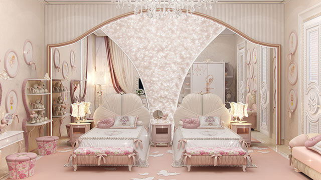 Thiết kế phòng ngủ bé gái theo phong cách tân cổ điển