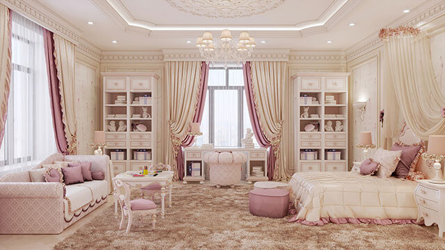 Thiết kế phòng ngủ bé gái theo phong cách tân cổ điển