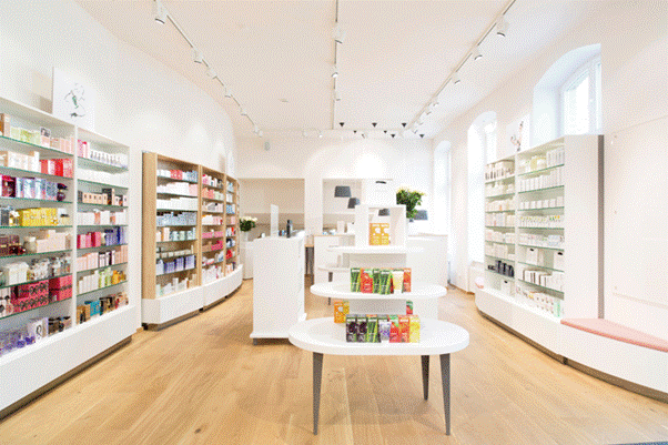 Thiết kế nội thất showroom cửa hàng mỹ phẩm đẹp và tiết kiệm