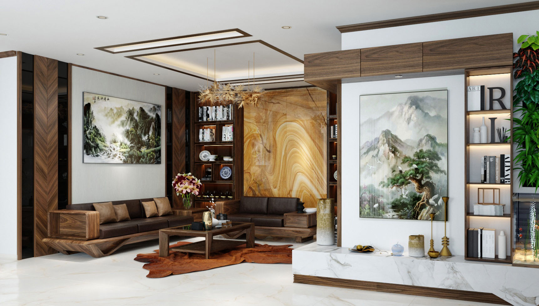 Thiết kế phòng khách với mẫu nhà biệt thự