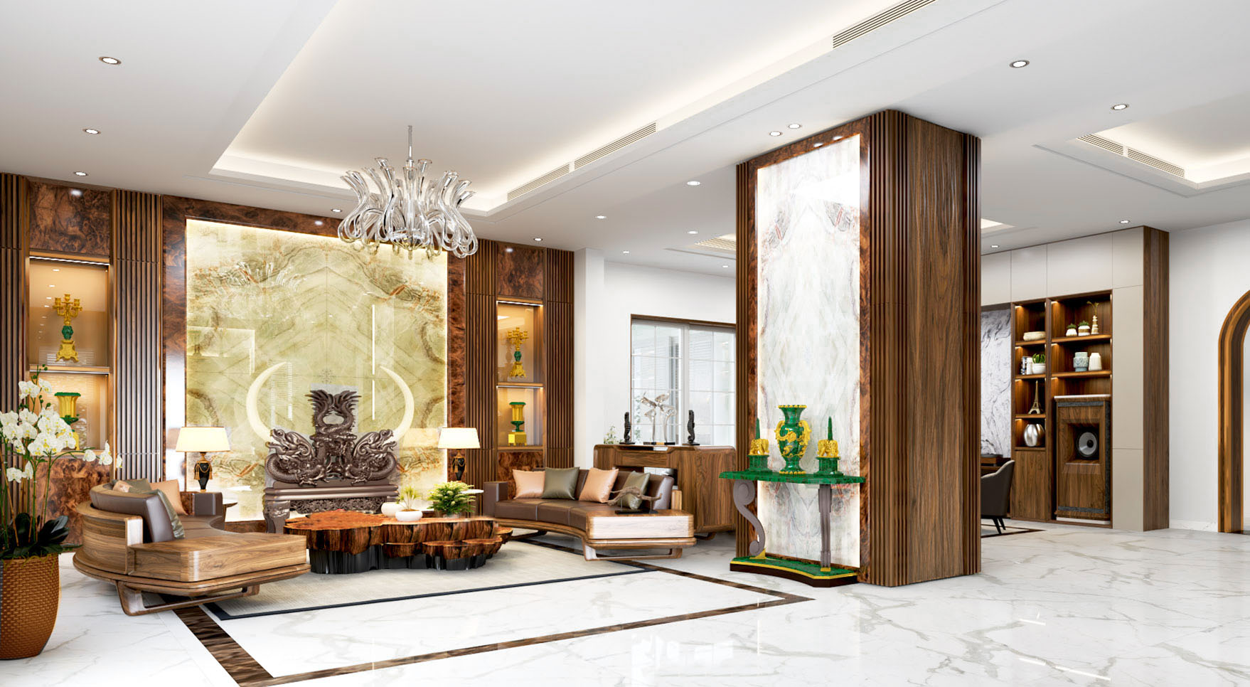 Thiết kế phòng khách với mẫu nhà biệt thự