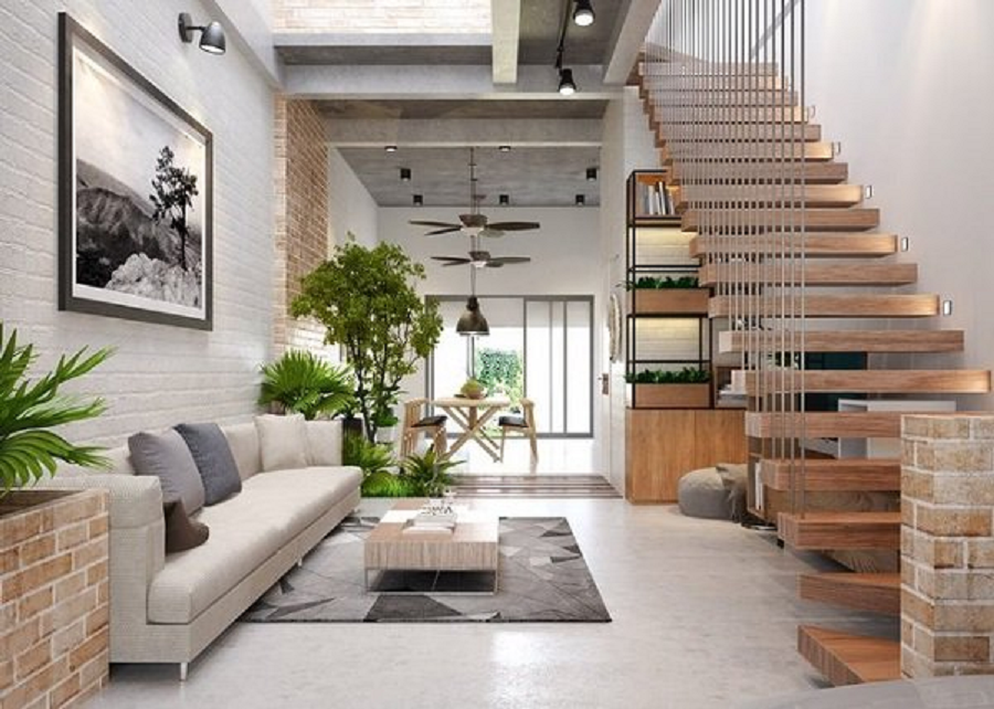 Thiết kế phòng khách với mẫu nhà ống hiện đại