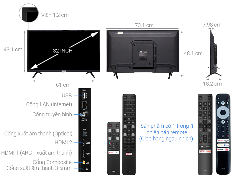 Tivi TCL 32S6500, HD, giọng nói
