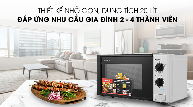 Lò vi sóng có nướng Sharp R-G225VN-BK 20 lít