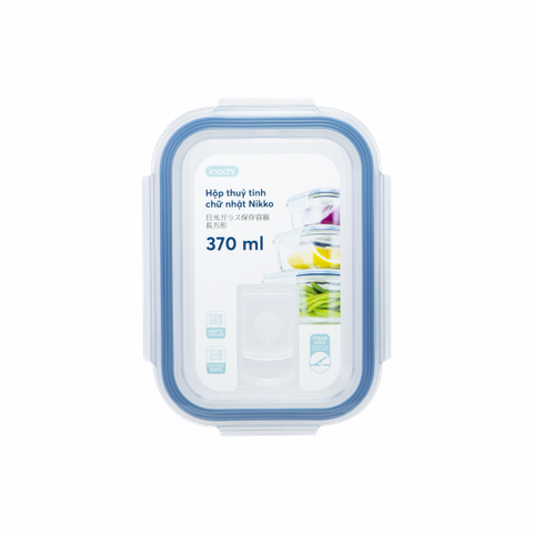 Hộp thủy tinh chữ nhật Nikko 370ml