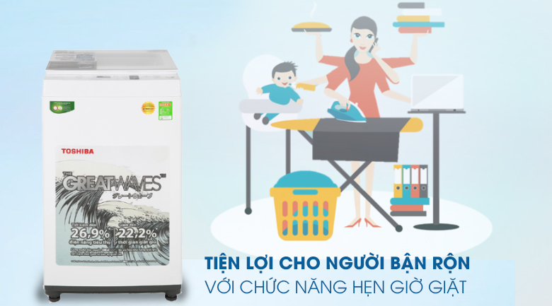 Máy giặt Toshiba 7 kg AW-K800AV(WW) lồng đứng màu trắng