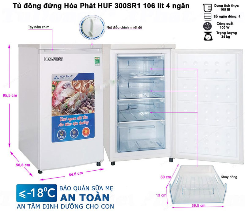 Tủ đông đứng Hòa Phát HUF-300SR1