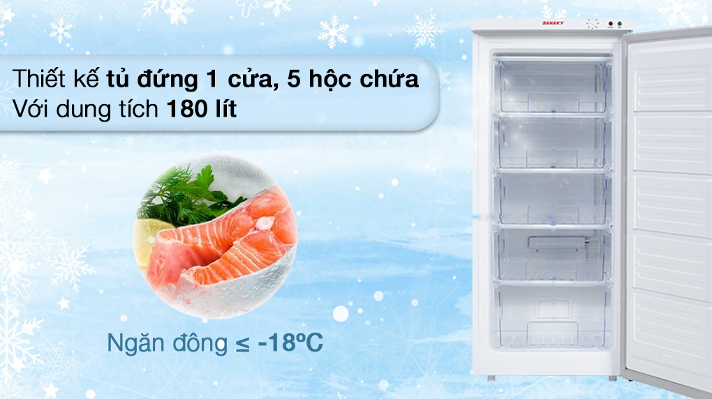 Tủ đông Sanaky TD-VH180VD, 150 lít