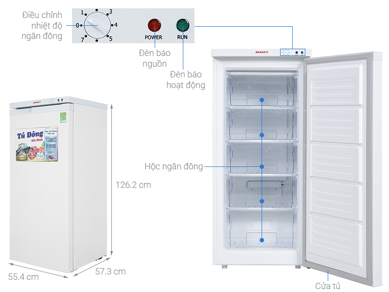 Tủ đông Sanaky TD-VH180VD, 150 lít