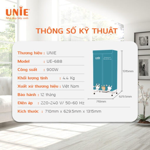Tủ sấy quần áo UNIE UE-688 kháng khuẩn
