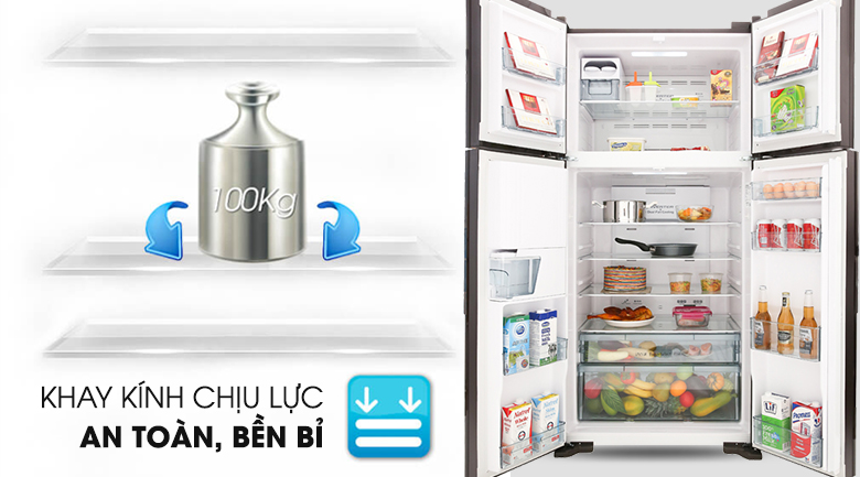 Tủ lạnh Hitachi Inverter 540 lít R-FW690PGV7 GBW làm đá tự động lấy nước ngoài nâu cafe