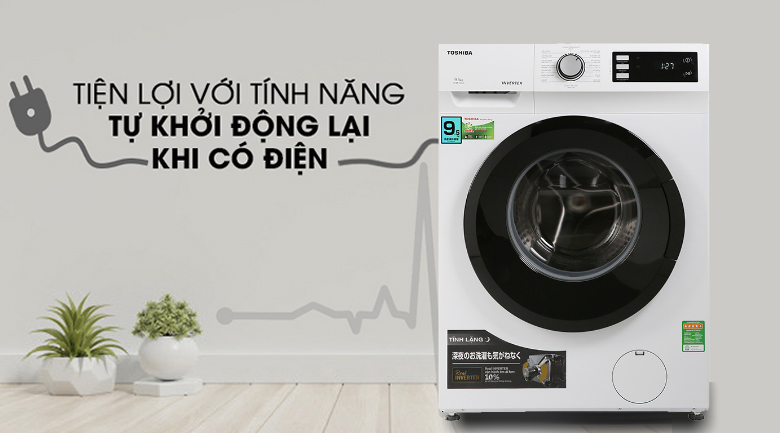 Máy giặt Toshiba TW-BK105S2V(WS), 9.5KG lồng ngang màu trắng