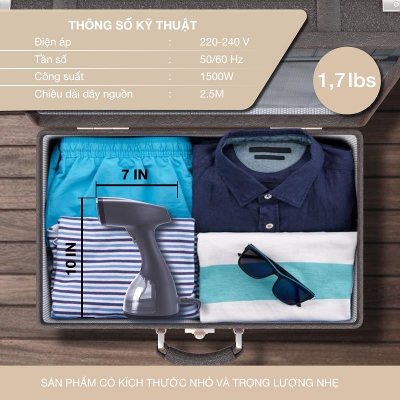 BÀN LÀ HƠI NƯỚC CẦM TAY LEBENLANG LBD528W công suất 1500W