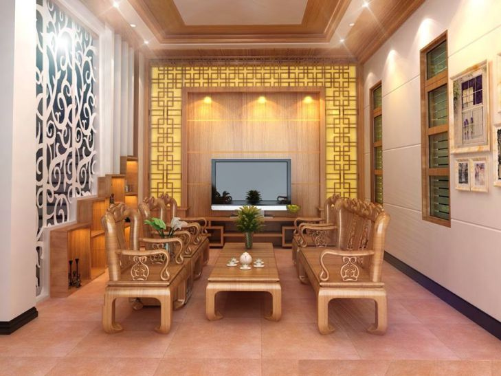 Thiết kế nội thất phòng khách bằng gỗ