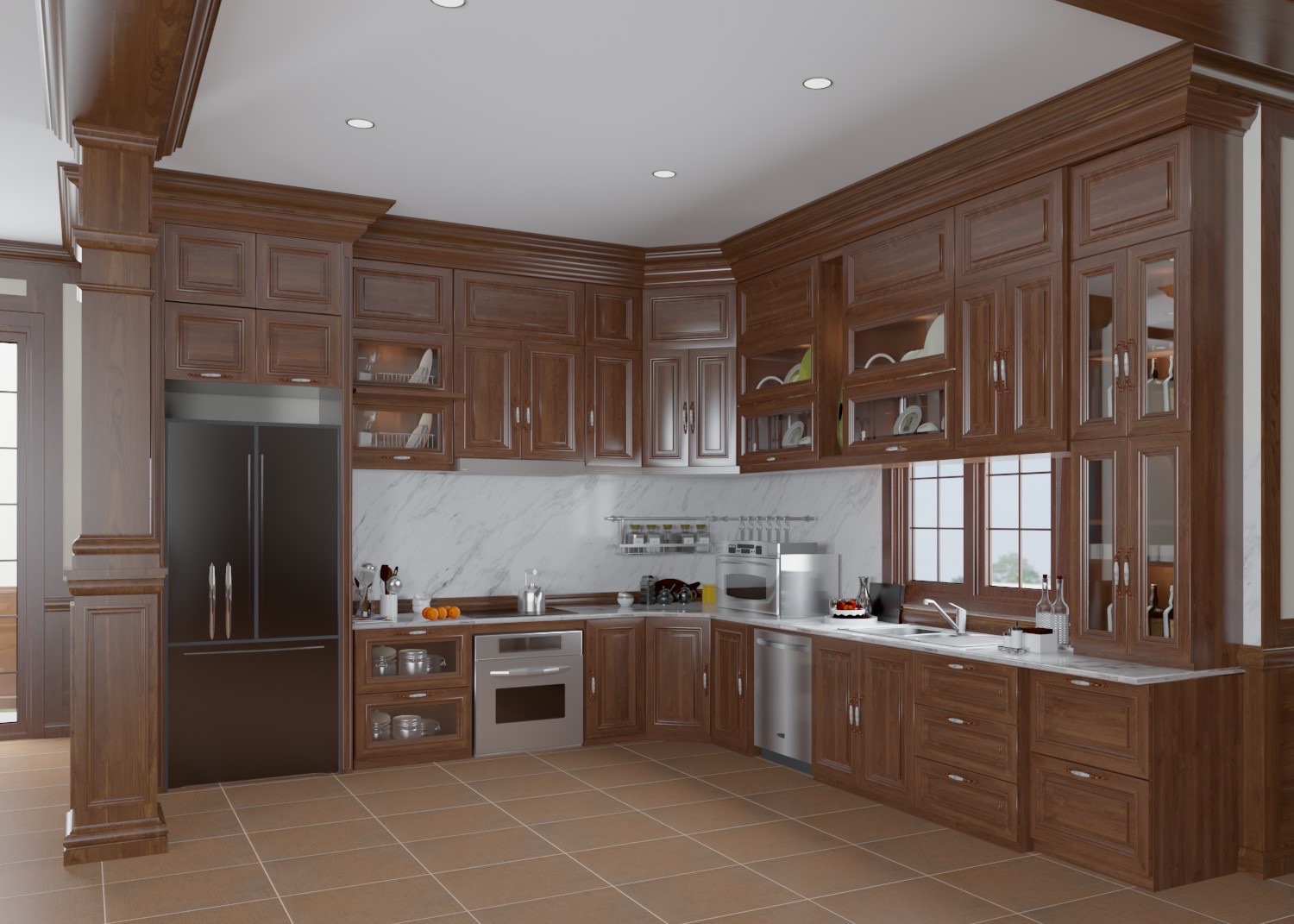 Tủ Bếp Gỗ Óc Chó OD-06