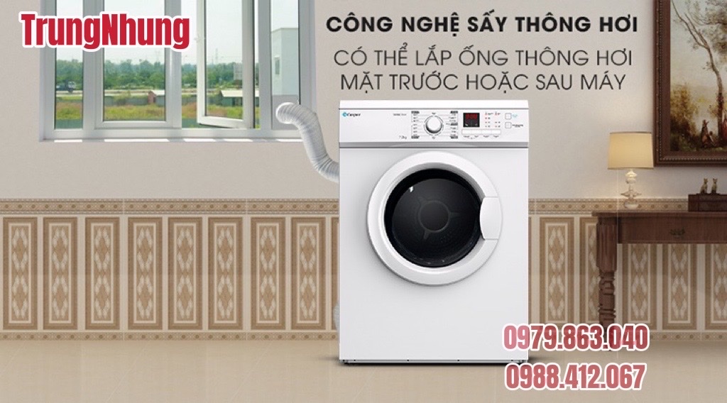 Máy sấy quần áo Casper TD-72VWD, 7.2kg, màu trắng