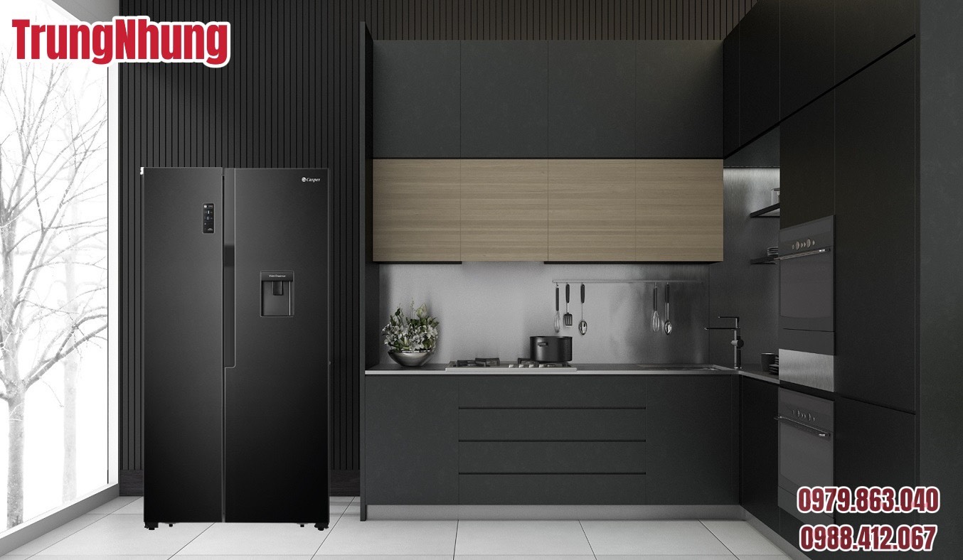 Tủ lạnh Casper RS-570VBW, 552l, màu đen, lấy nước ngoài, inverter