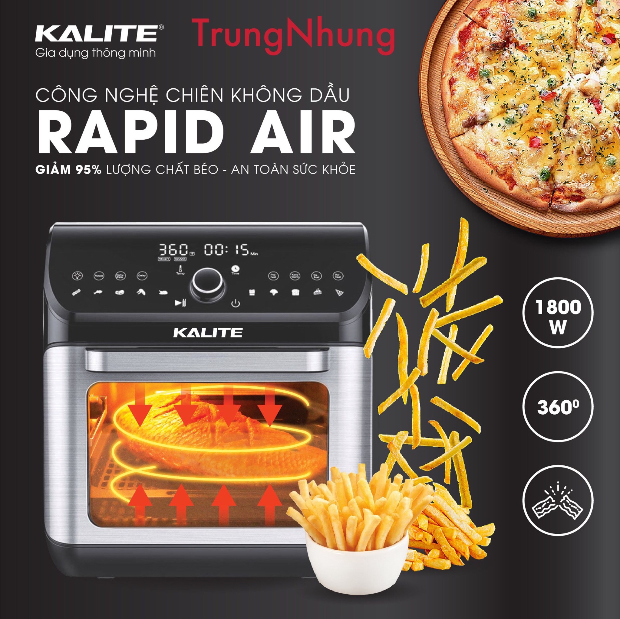 Nồi Chiên Không Dầu Kalite KL-1200 12L