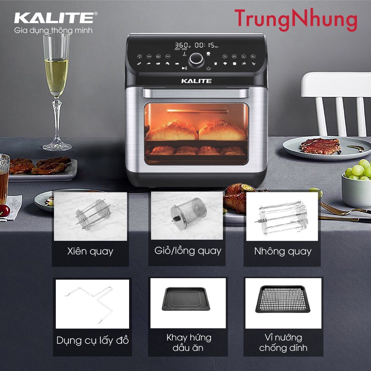 Nồi Chiên Không Dầu Kalite KL-1200 12L