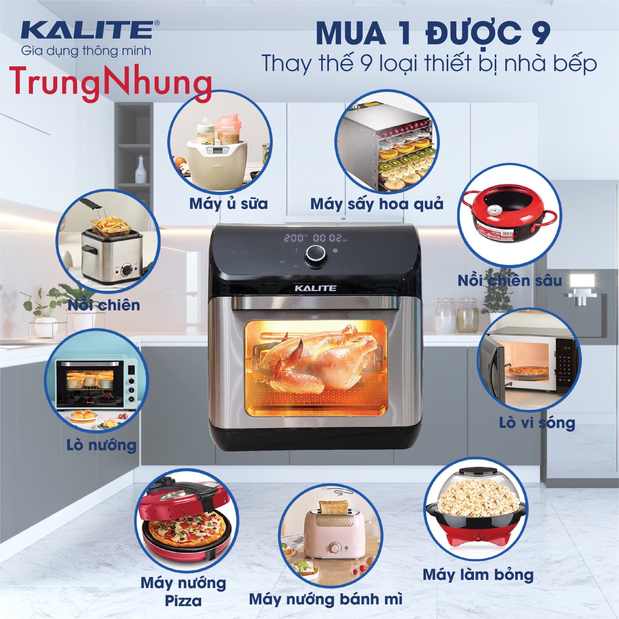 Nồi Chiên Không Dầu Kalite KL-1200 12L