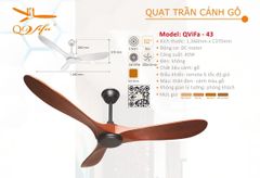 Quạt trần trang trí hiện đại cánh gỗ QVifa - 43