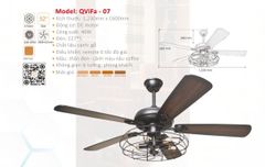 Quạt trần đèn trang trí hiện đại cánh gỗ QVifa - 07