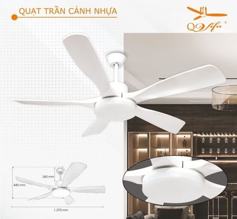 Quạt trần trang trí hiện đại cánh nhựa QVifa - 96