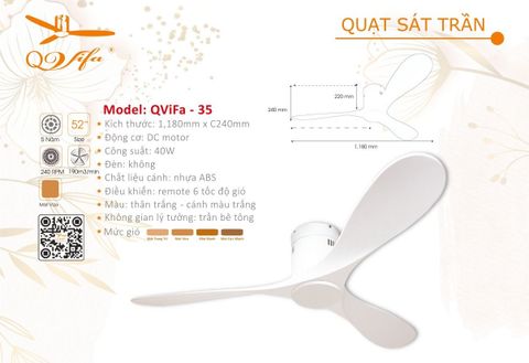 Quạt trần trang trí hiện đại QVifa - 35