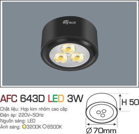 Đèn downlight ốp nổi cao cấp AFC 643D-3W