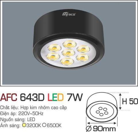 Đèn downlight ốp nổi cao cấp AFC 643D-7W