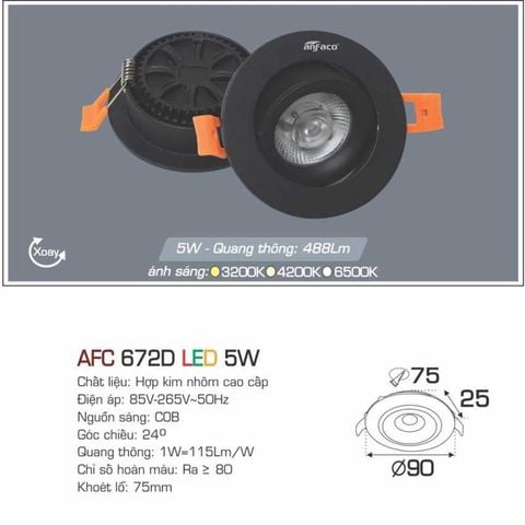 Đèn Downlight LED Âm Trần Cao Cấp 5W AFC672D - Anfaco