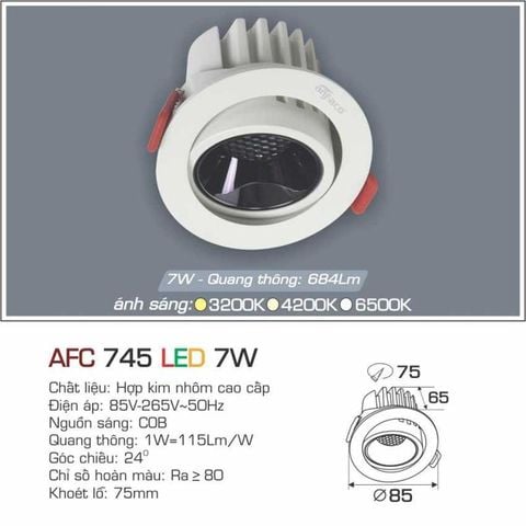 Đèn Downlight LED Âm Trần Cao Cấp LX745-7W