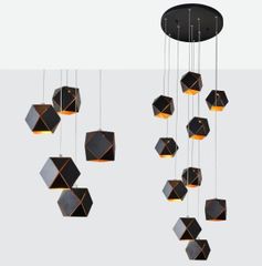 Đèn Thả Thông Tầng Khối Cầu Đen Hiện Đại T00168