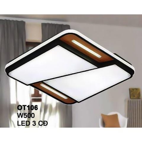 Đèn Ốp Trần Mica W500, Led 3 CĐ OT106